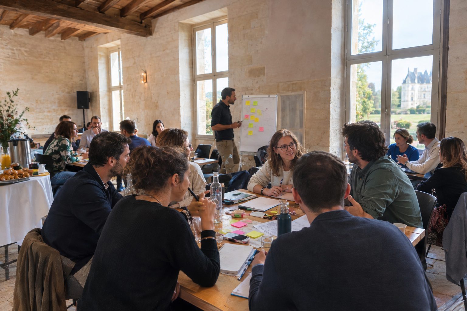 Atelier collaboratif d’entreprise dans un cadre champêtre